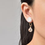 Cleon Quartz Stud Back Earrings in White Model 2