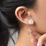 Cleon Quartz Stud Back Earrings in White Model 3