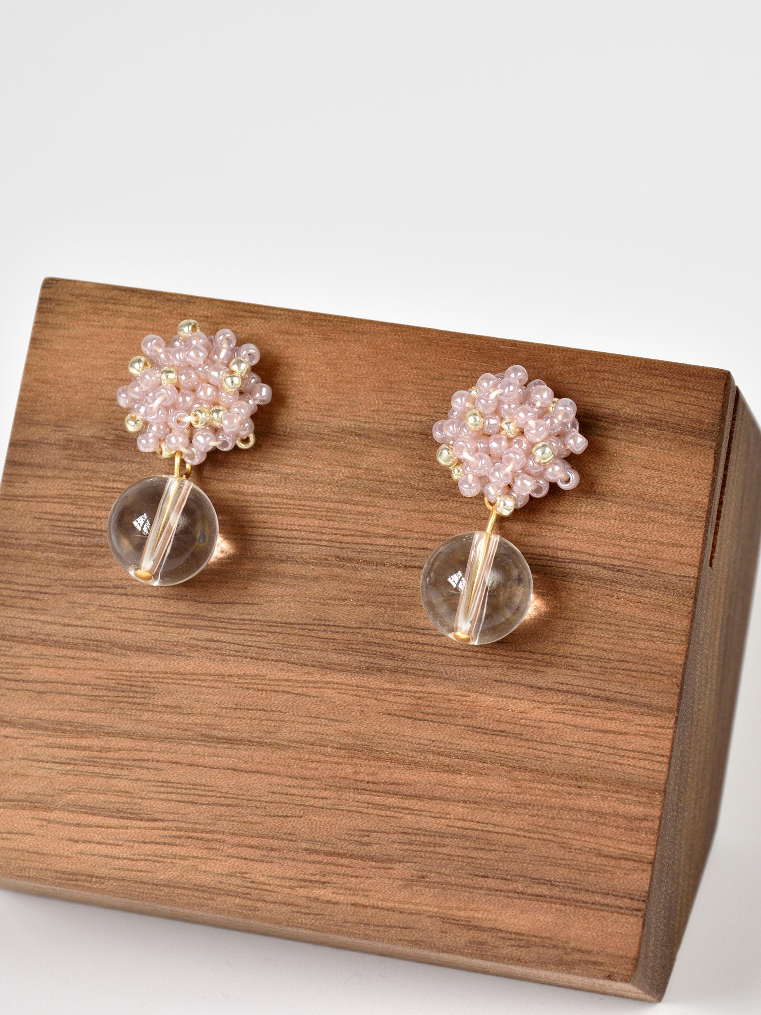 Coralia Clear Quartz Crystal Earrings in Purple Front