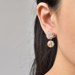 Coralia Clear Quartz Crystal Earrings in Purple Model