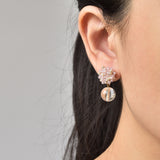 Coralia Clear Quartz Crystal Earrings in Purple Model