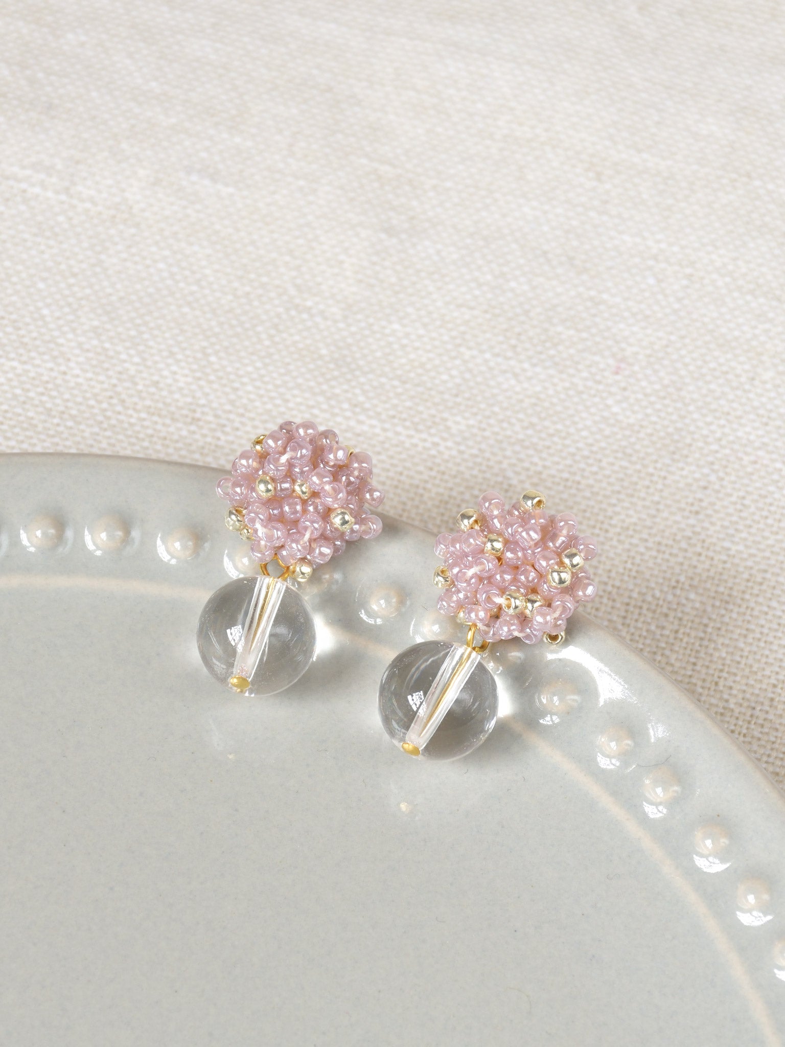 Coralia Clear Quartz Crystal Earrings in Purple Top 1