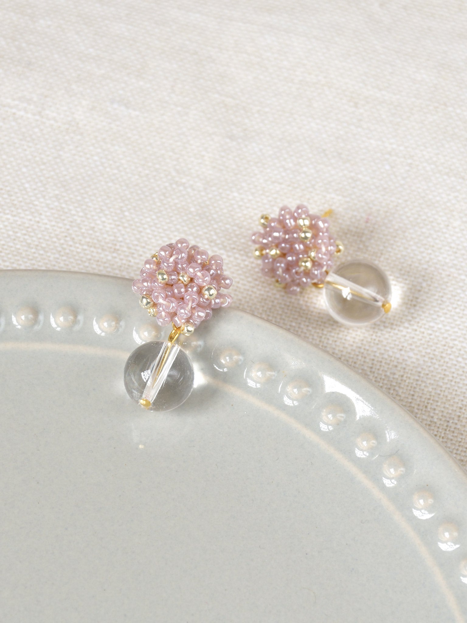 Coralia Clear Quartz Crystal Earrings in Purple Top 2