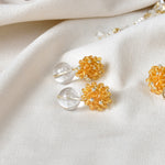 Coralia Quartz Earrings in Topaz Display