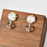 Coralia Clear Quartz Crystal Earrings in White Front