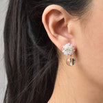 Coralia Clear Quartz Crystal Earrings in White Model 1