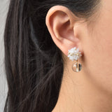 Coralia Clear Quartz Crystal Earrings in White Model 1