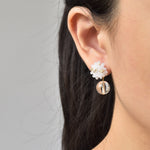 Coralia Clear Quartz Crystal Earrings in White Model 2
