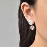 Coralia Clear Quartz Crystal Earrings in White Model 2