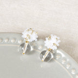 Coralia Clear Quartz Crystal Earrings in White Top 1