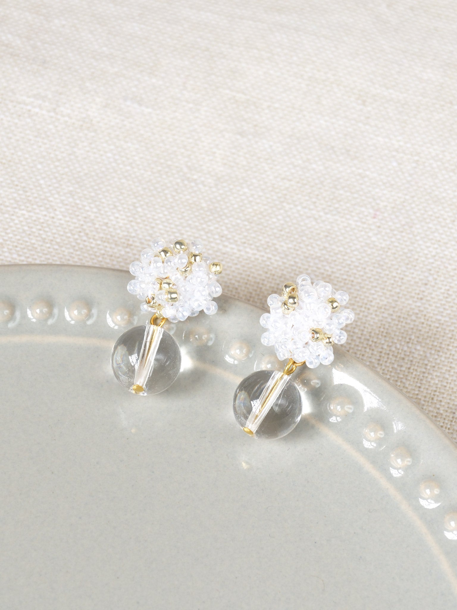 Coralia Clear Quartz Crystal Earrings in White Top 1