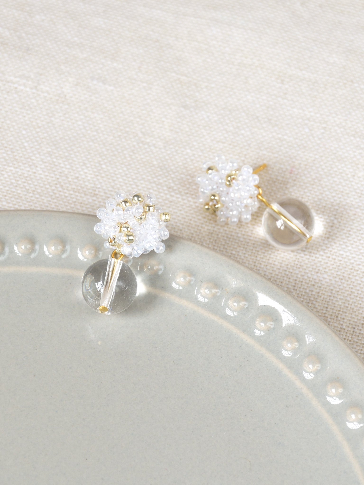 Coralia Clear Quartz Crystal Earrings in White Top 2