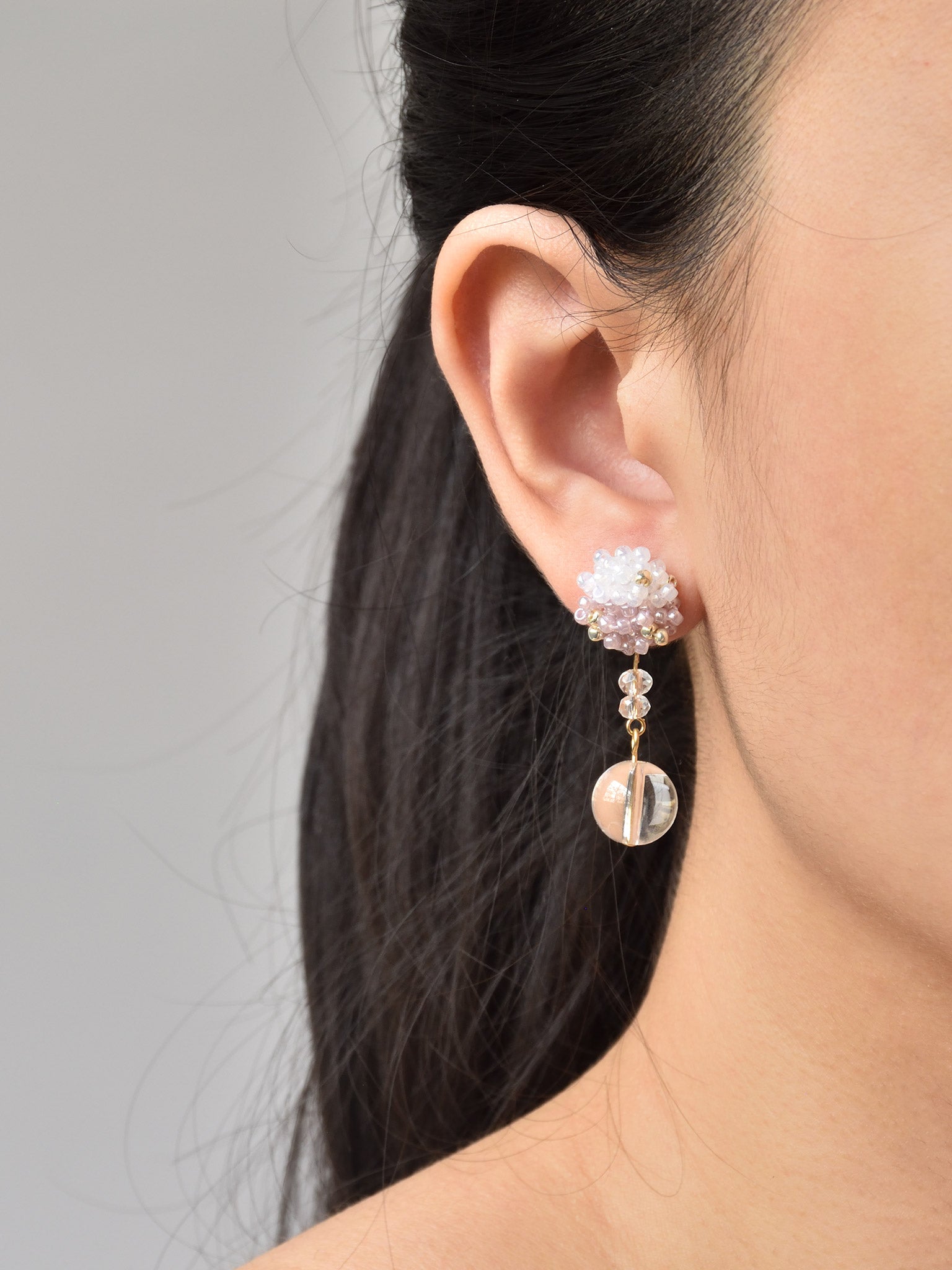 Cyrena Duo Quartz Earrings in Purple Model 1
