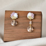 Cyrena Trio Quartz Earrings in Purple Display