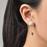 Cyrena Trio Quartz Earrings in Purple Model 1