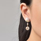 Cyrena Trio Quartz Earrings in Purple Model 2