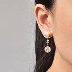 Cyrena Trio Earrings in Purple and Topaz Model 1
