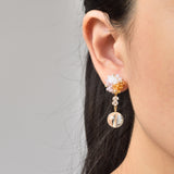 Cyrena Trio Earrings in Purple and Topaz Model 1