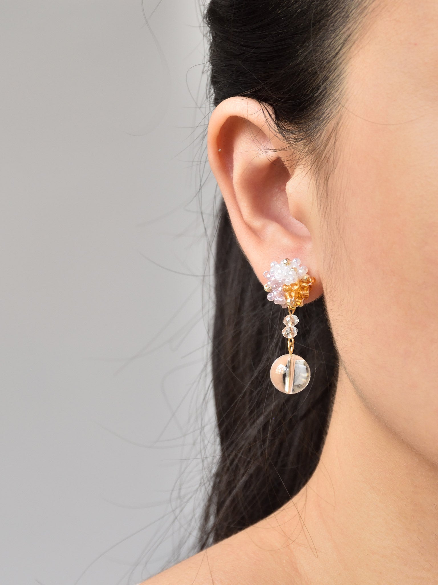 Cyrena Trio Earrings in Purple and Topaz Model 1