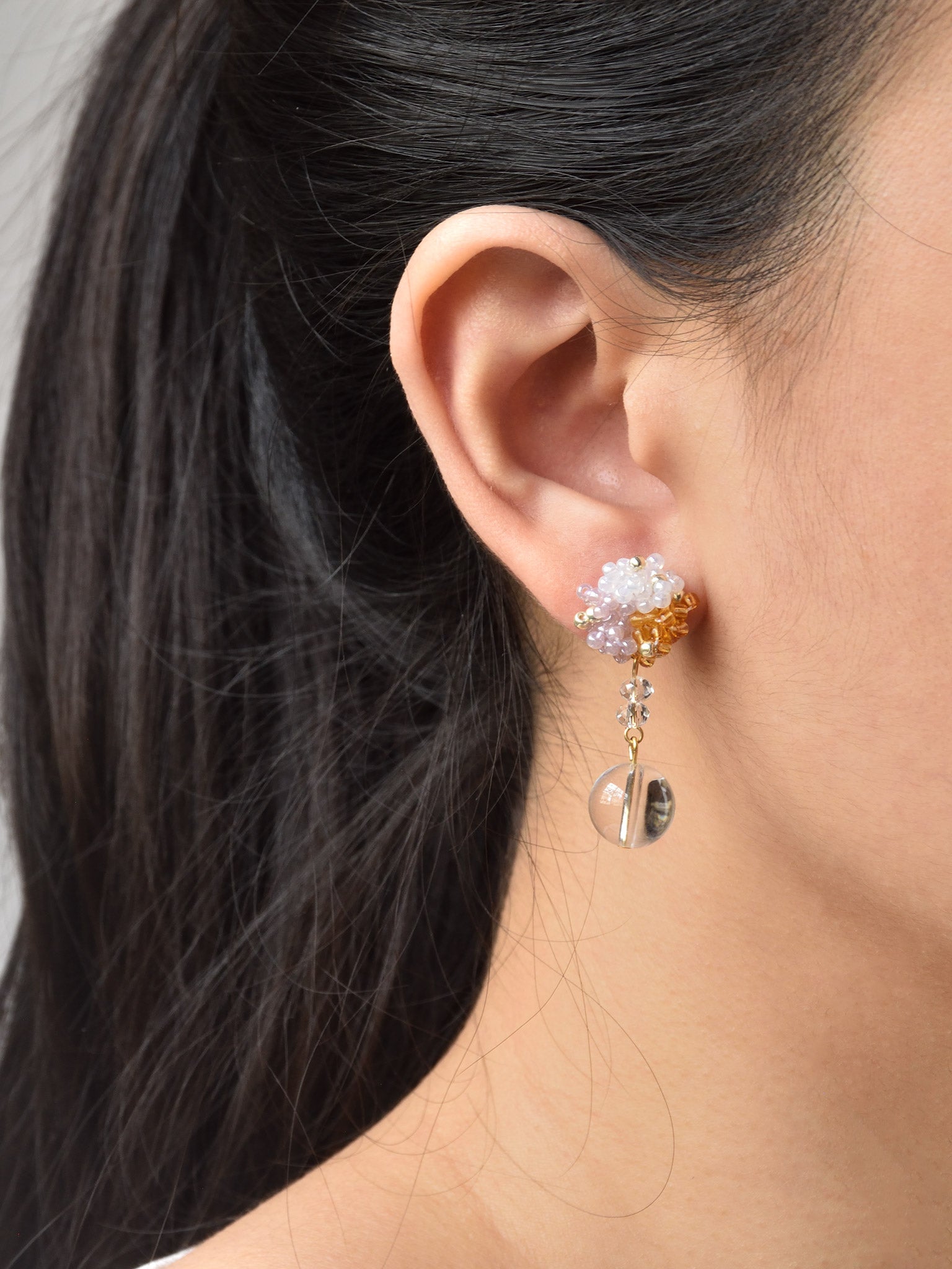Cyrena Trio Earrings in Purple and Topaz Model 2