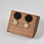 Damian Oversized Stud Drop Earrings Black Front