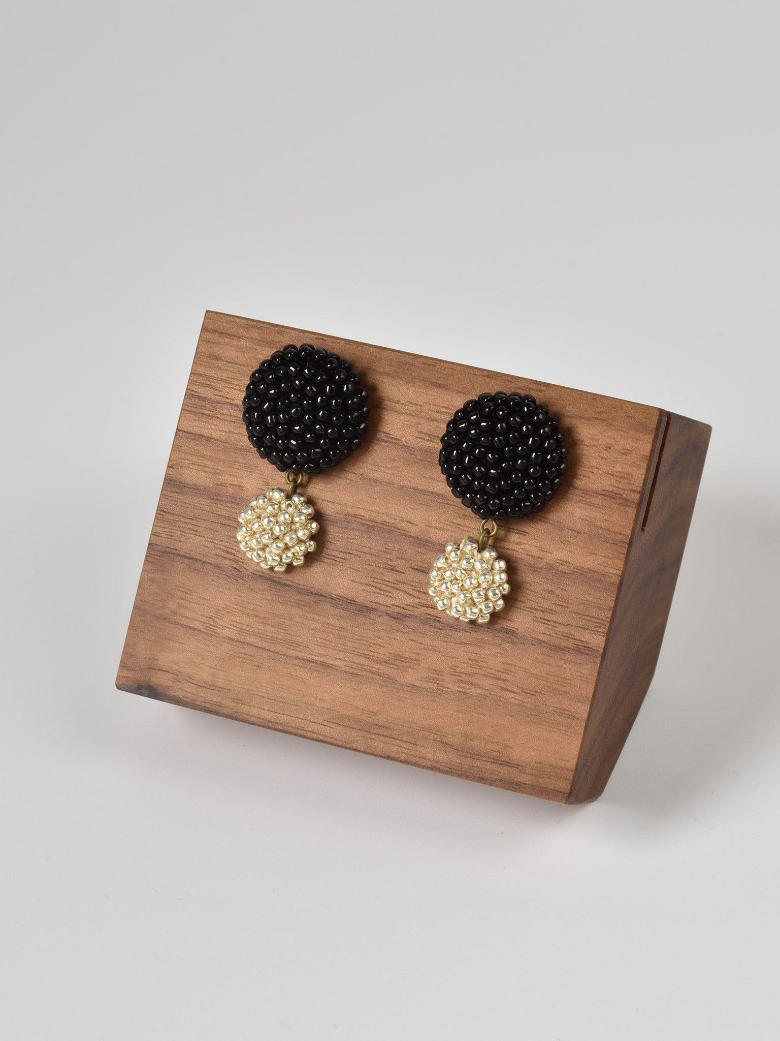 Damian Oversized Stud Drop Earrings Black Front