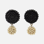 Damian Oversized Stud Drop Earrings Black Primary