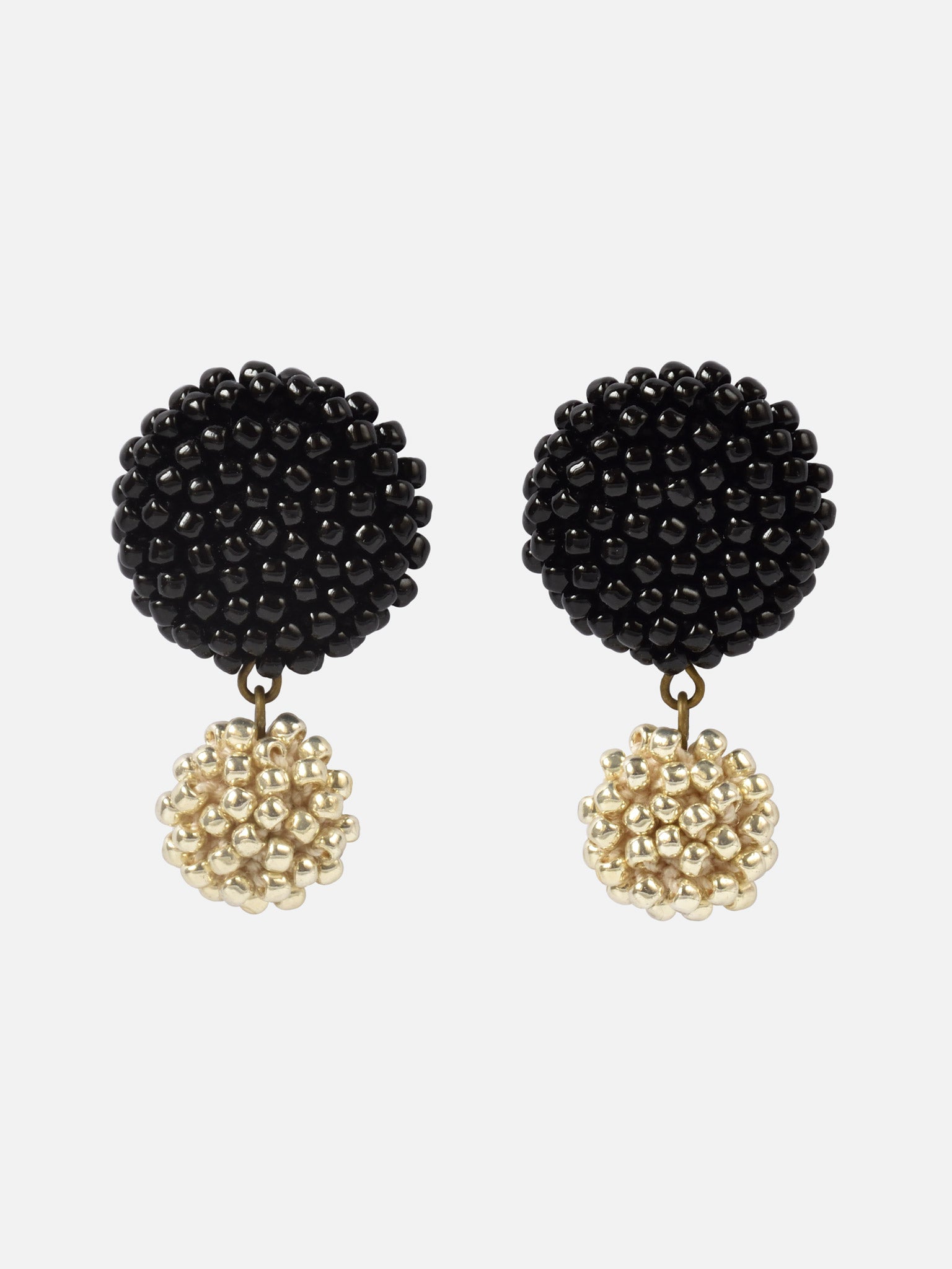 Damian Oversized Stud Drop Earrings Black Primary