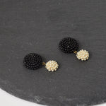 Damian Oversized Stud Drop Earrings Black Top Right