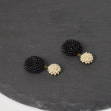 Damian Oversized Stud Drop Earrings Black Top Right