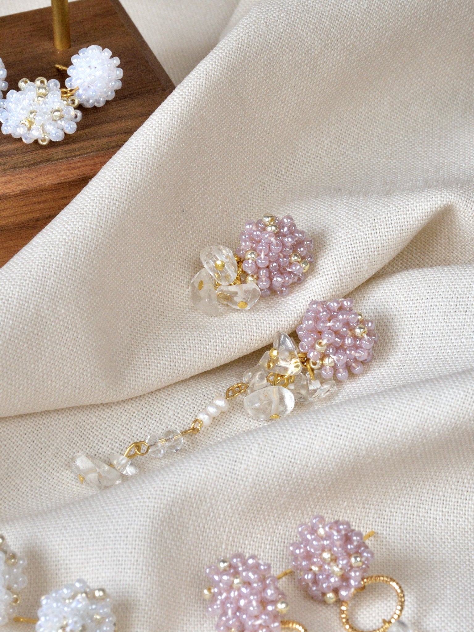Dariyah Quartz Mismatched Earrings in Purple Display