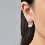 Dariyah Quartz Mismatched Earrings in Purple Model Short