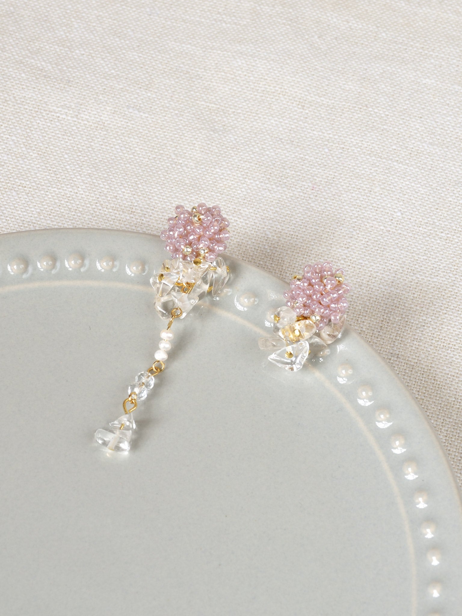 Dariyah Quartz Mismatched Earrings in Purple Top 1