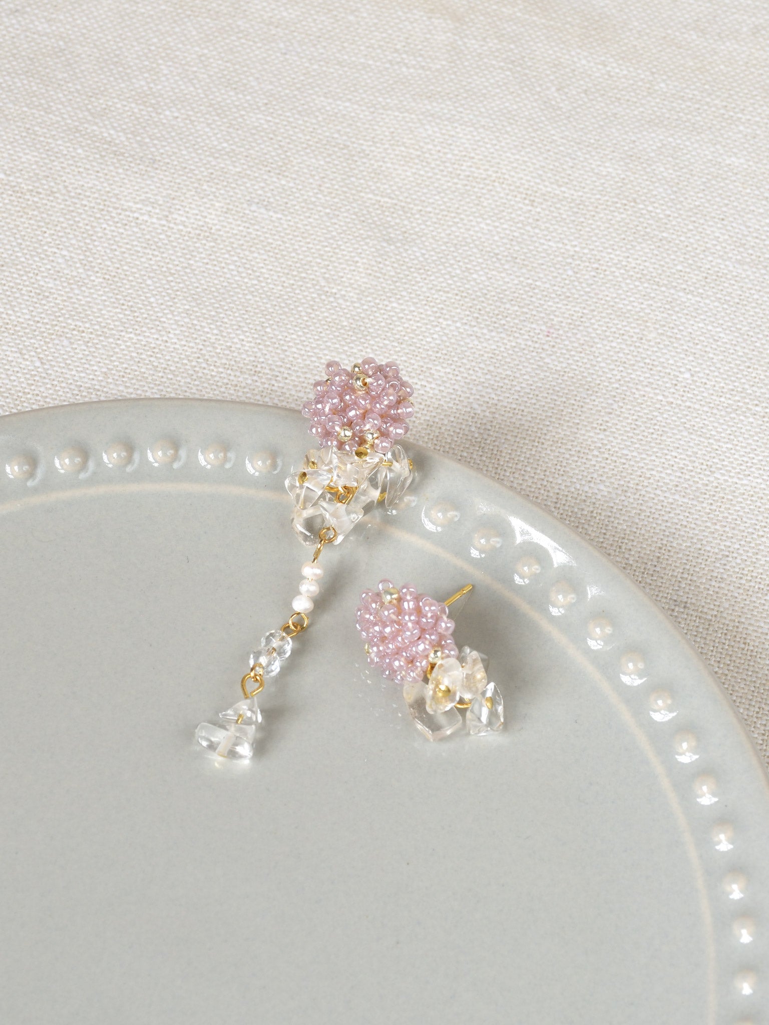 Dariyah Quartz Mismatched Earrings in Purple Top 2