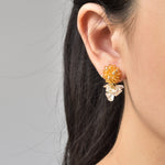 Dariyah Quartz Mismatched Earrings in Topaz Model Short