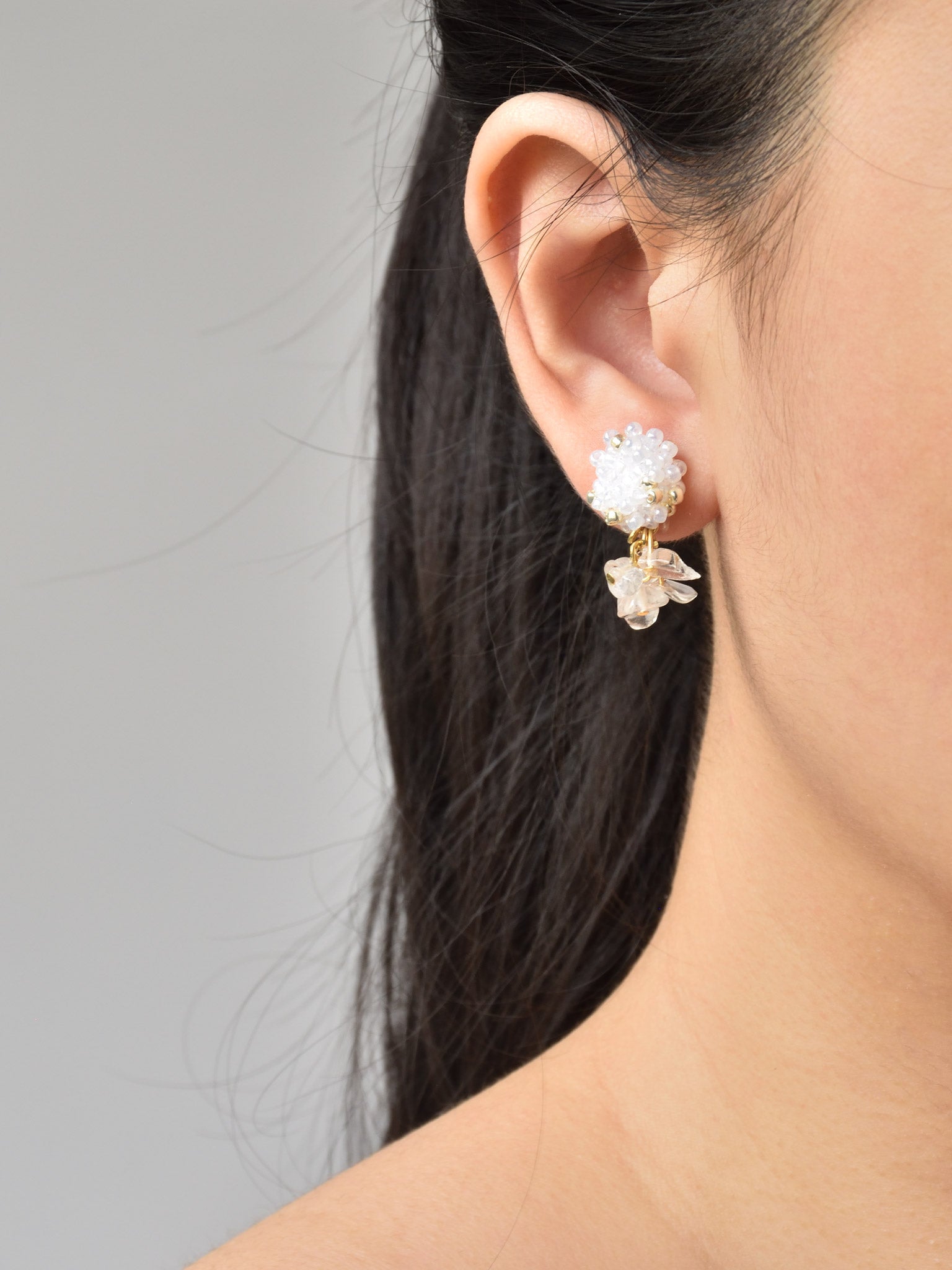 Dariyah Quartz Mismatched Earrings in White Model Short