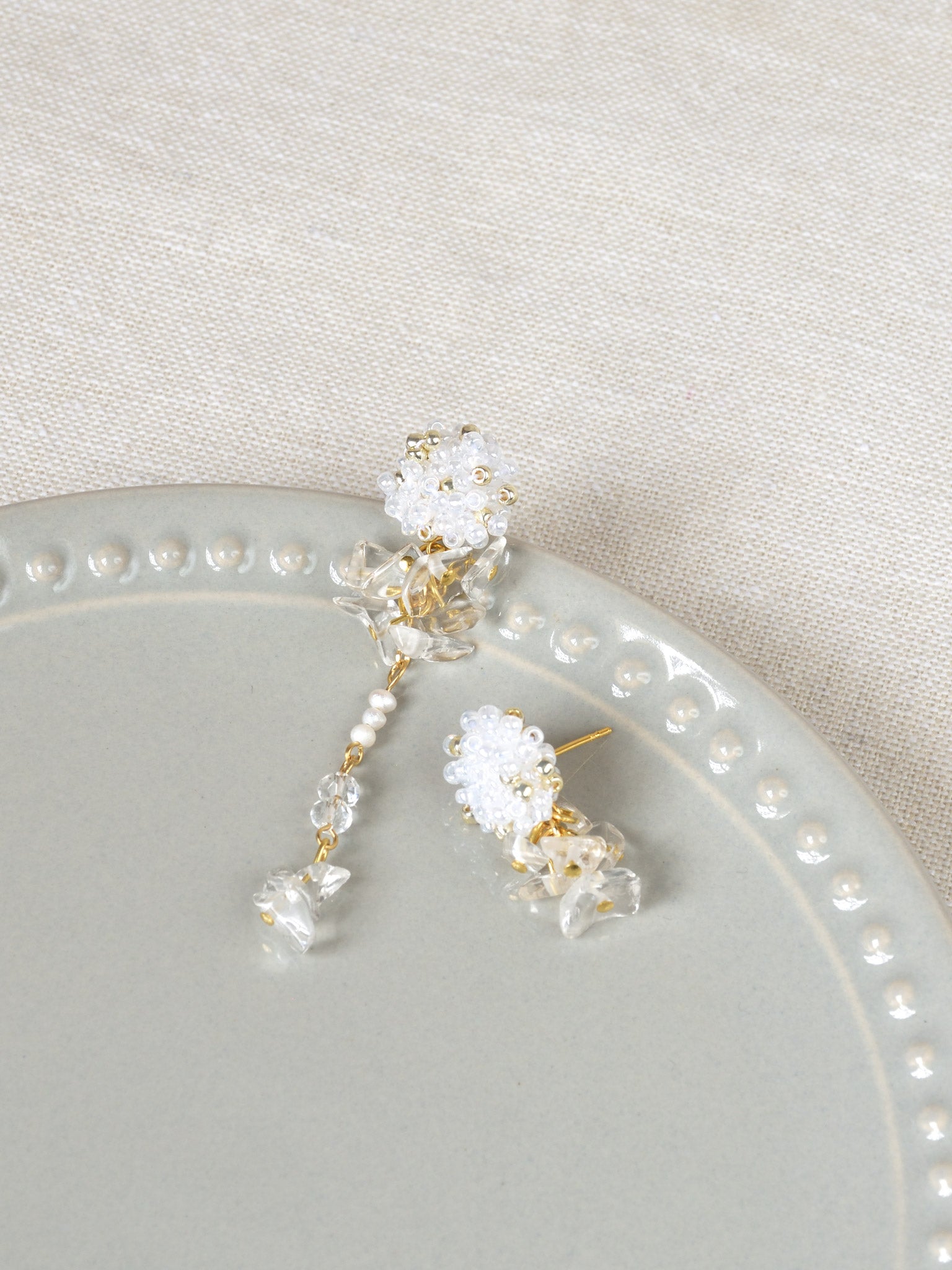Dariyah Quartz Mismatched Earrings in White Top 2