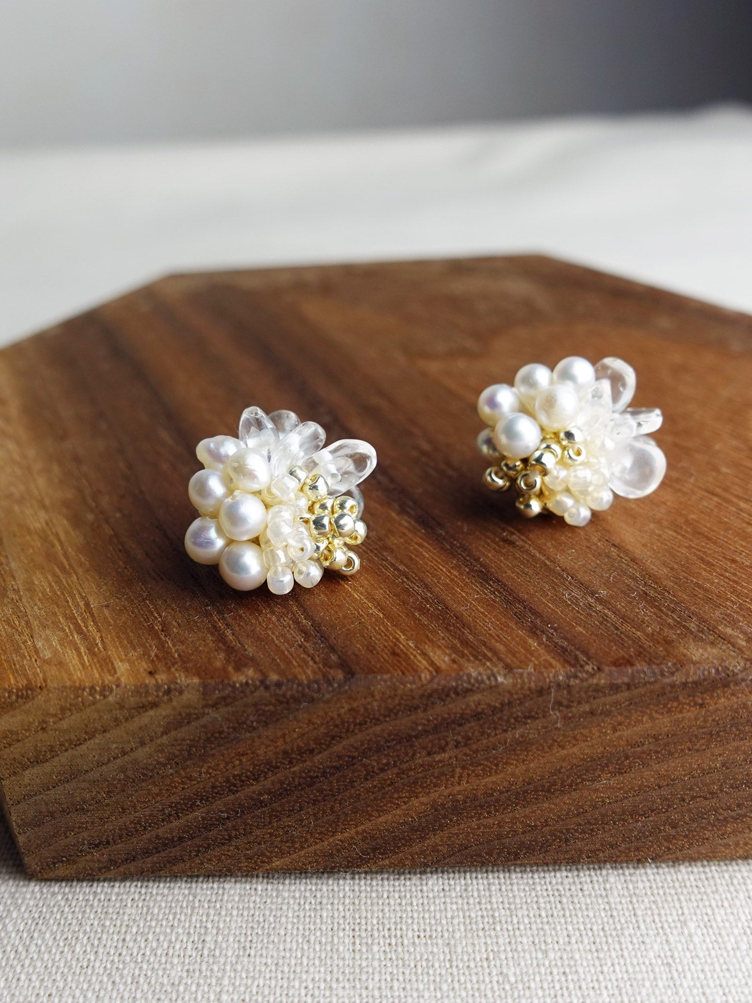 Diana Stud Earrings in Gold Display Front