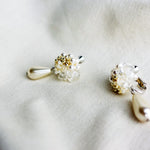 Diana Teardrop Mariota Clip-on Earrings in Ivory Left 2