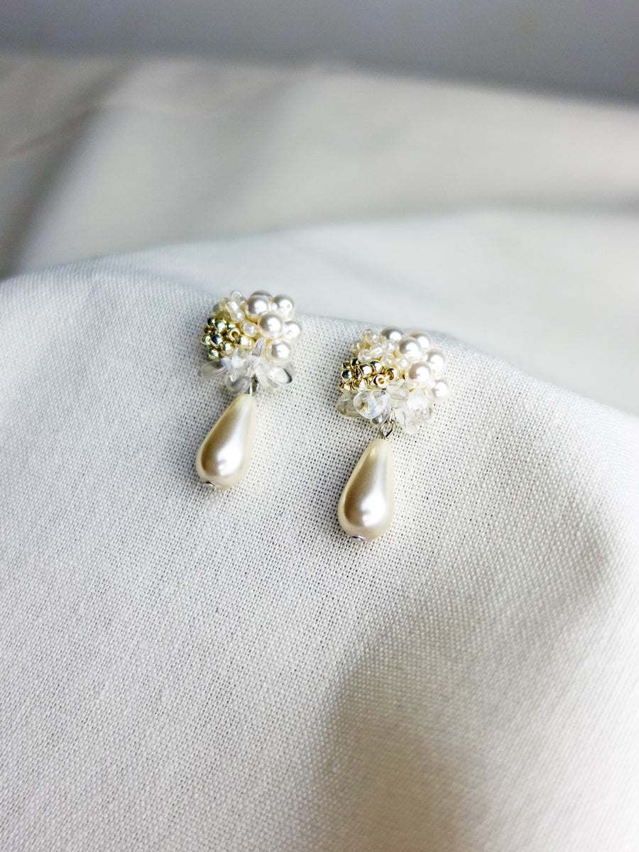 Diana Teardrop Mariota Earrings in Ivory Right