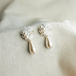 Diana Teardrop Mariota Earrings in White Front