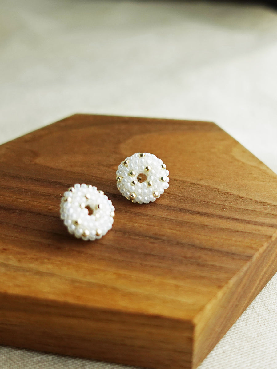 Donut Star Dust Stud Earrings in White Display