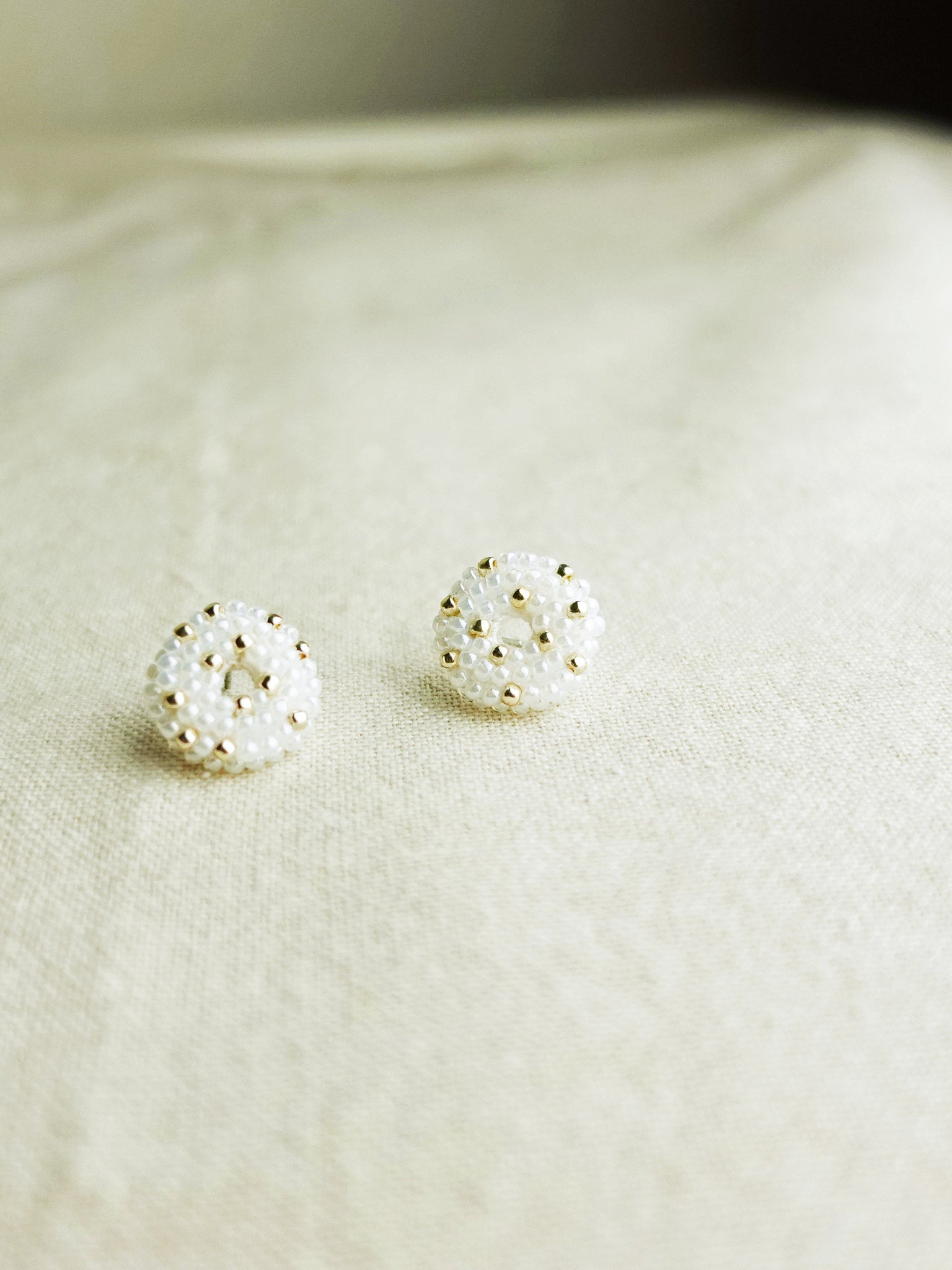 Donut Star Dust Stud Earrings in White Single
