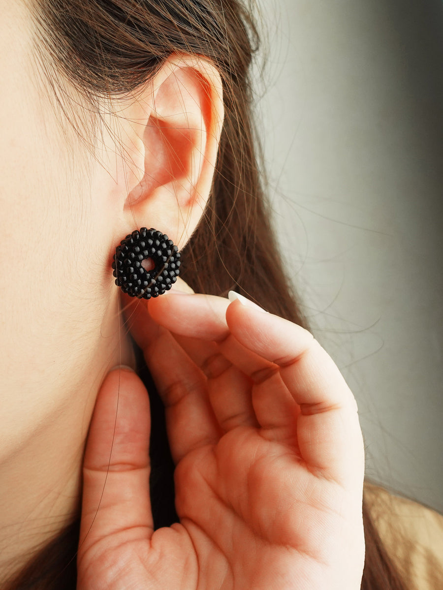 Donut Stud Earrings in Black Model