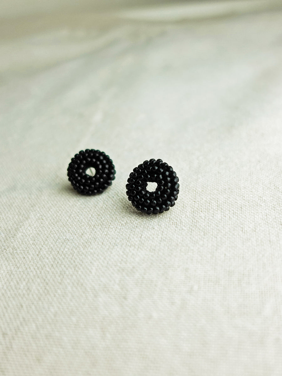Donut Stud Earrings in Black Right