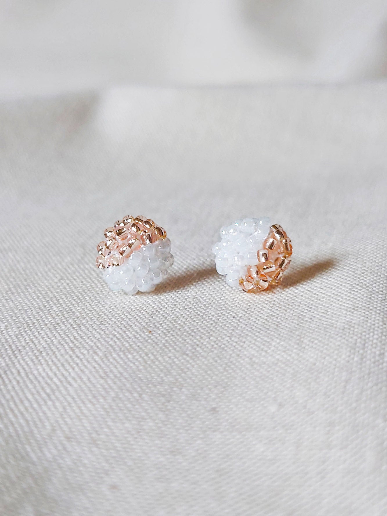Duo Stud Earrings in Champagne Pink Front 1