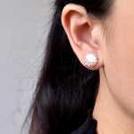 Duo Stud Earrings in Champagne Pink Model