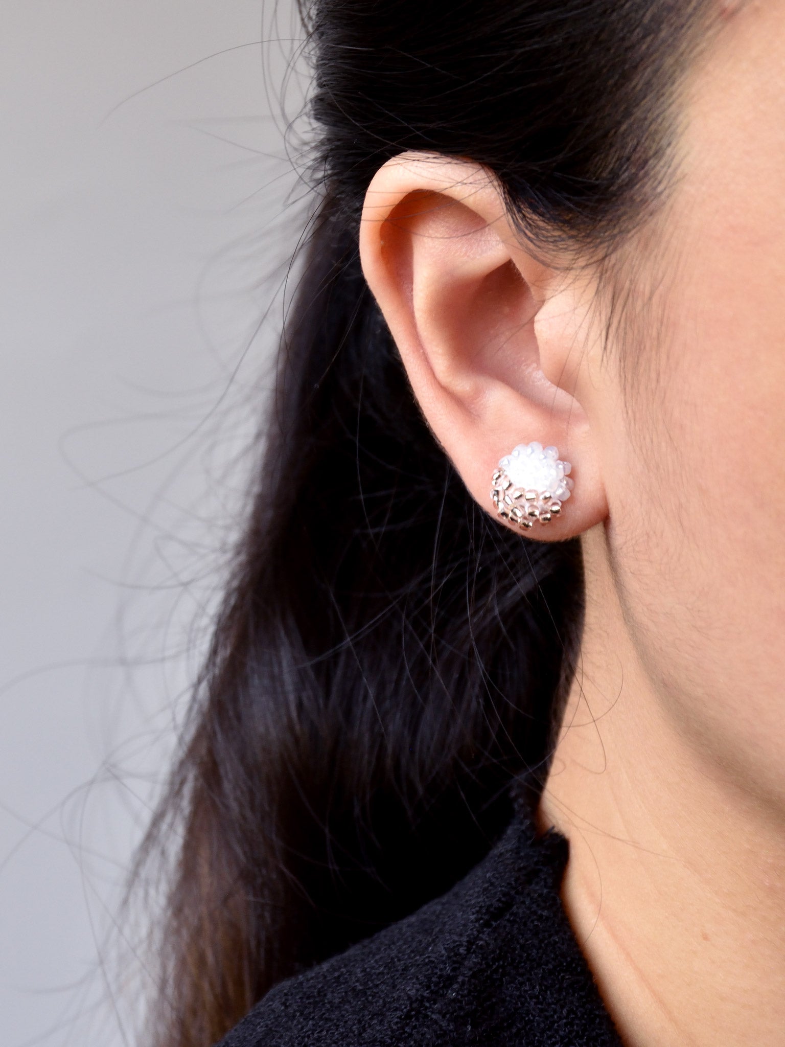 Duo Stud Earrings in Champagne Pink Model