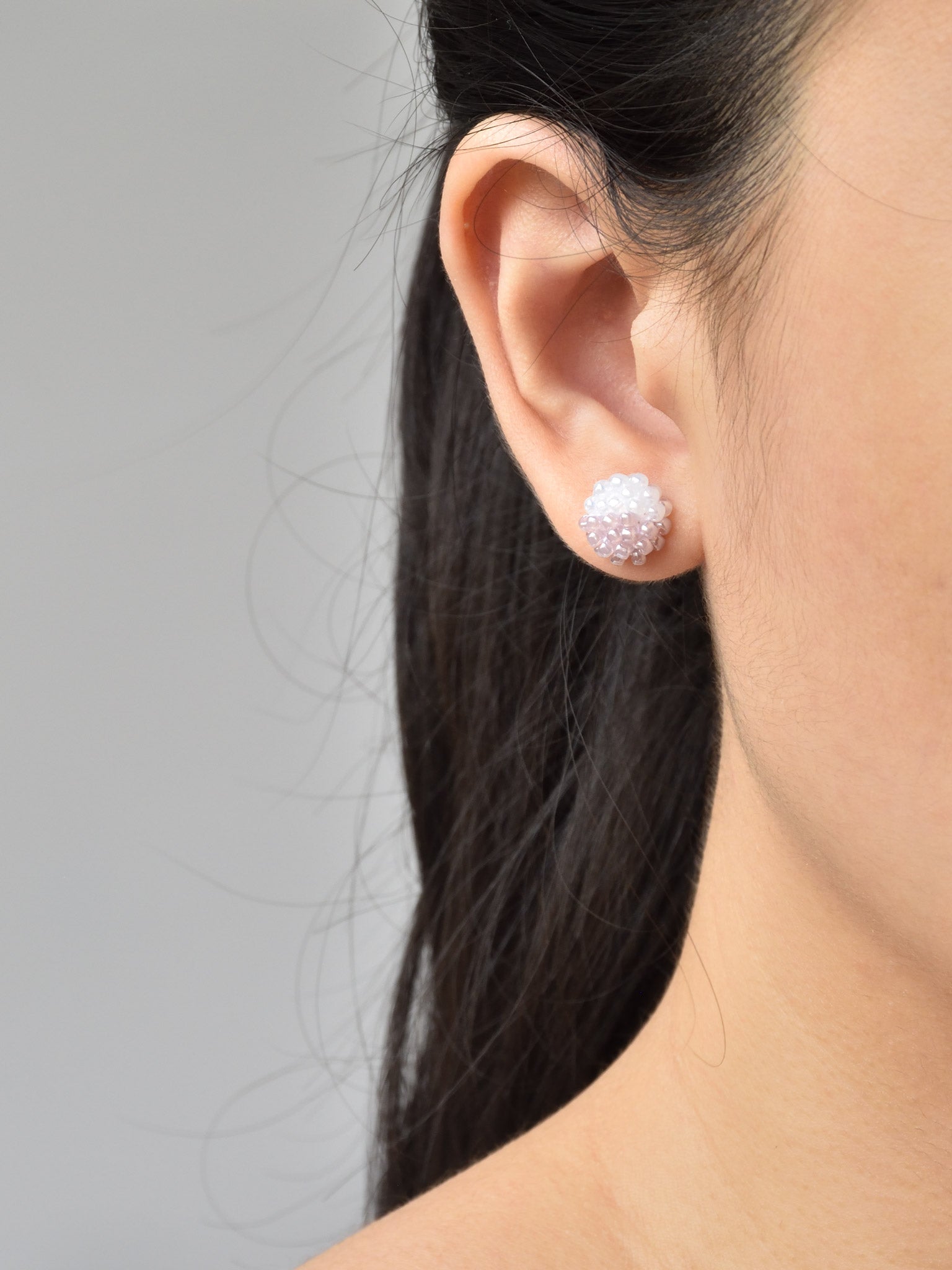 Duo Stud Earrings in Purple Model