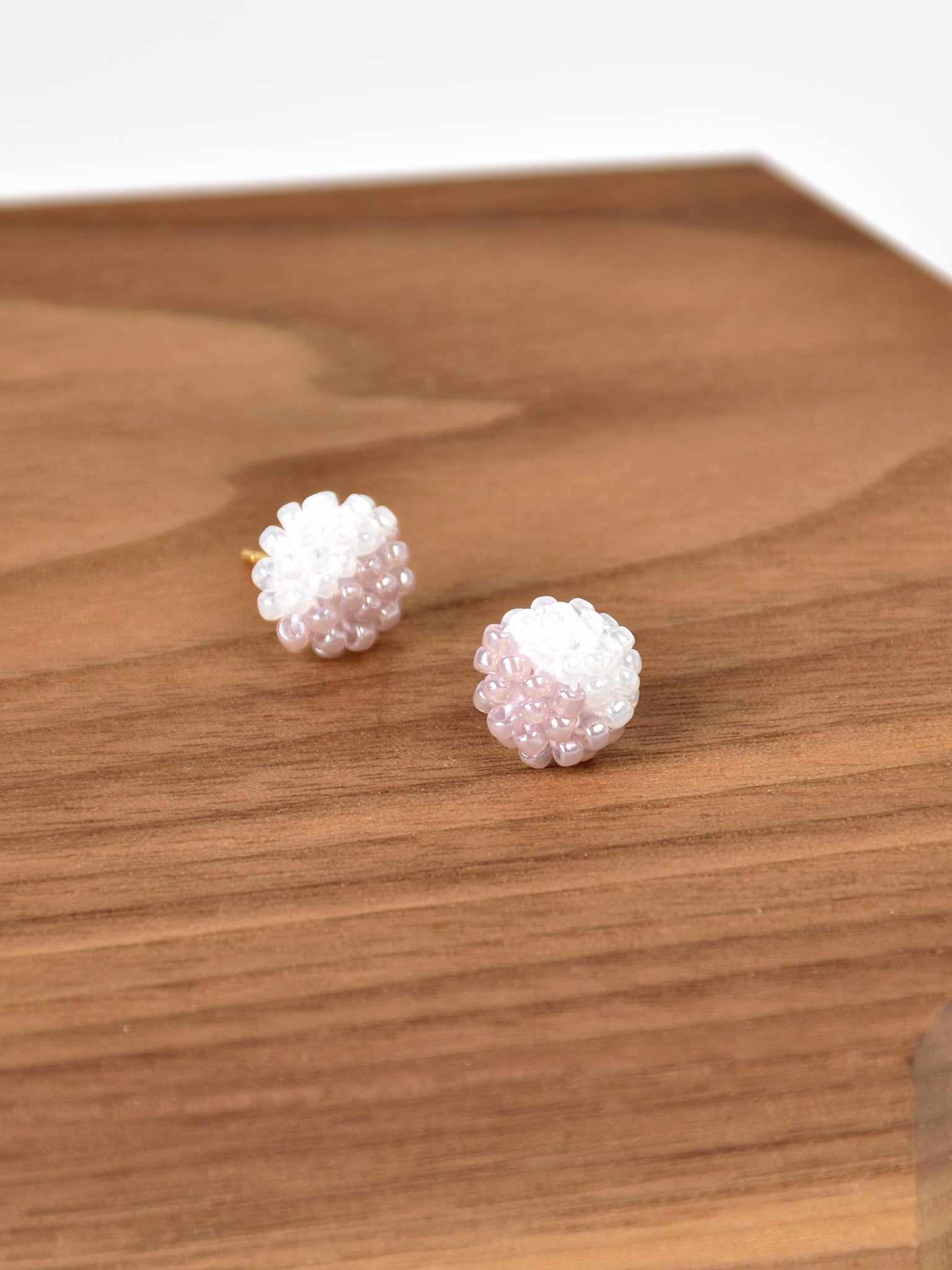 Duo Stud Earrings in Purple on Wood Display 2
